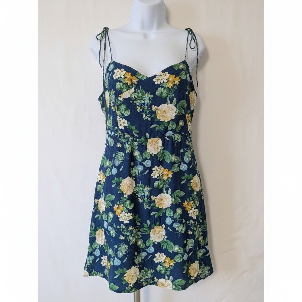 Old Navy Fit & Flare Tie-Strap Mini Dress Size XL Floral Square Neck Viscose New